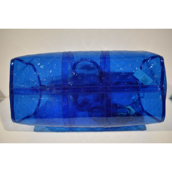 Louis Vuitton Keepall Bandouliere 50 Blue PVC Monogram Weekend Duffle Travel Bag - Picture 11 of 11